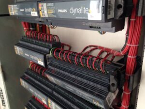 Philips Dynalite lighting control rack installation
